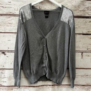 TORRID Sequin Shoulder Gray Cardigan Sweater Sz 2